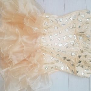 Yellow hand placed crystal ballerina style dress